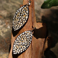 One of A Kind Xipi Raw Lacquer Leaf Drop Earrings | Eggshell Inlay, 14K Gold Hook, Sandalwood Base