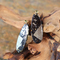 One of A Kind Xipi Raw Lacquer Oval Drop Earrings | Gold Leaf Inlay, 14K Gold Hook, Sandalwood Base