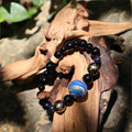中国非遗大漆串珠手链，犀皮大漆金箔镶嵌，檀香木胎弹性手链