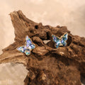 Iridescent Butterfly Dance — Blue-Purple Butterfly Stud Earrings